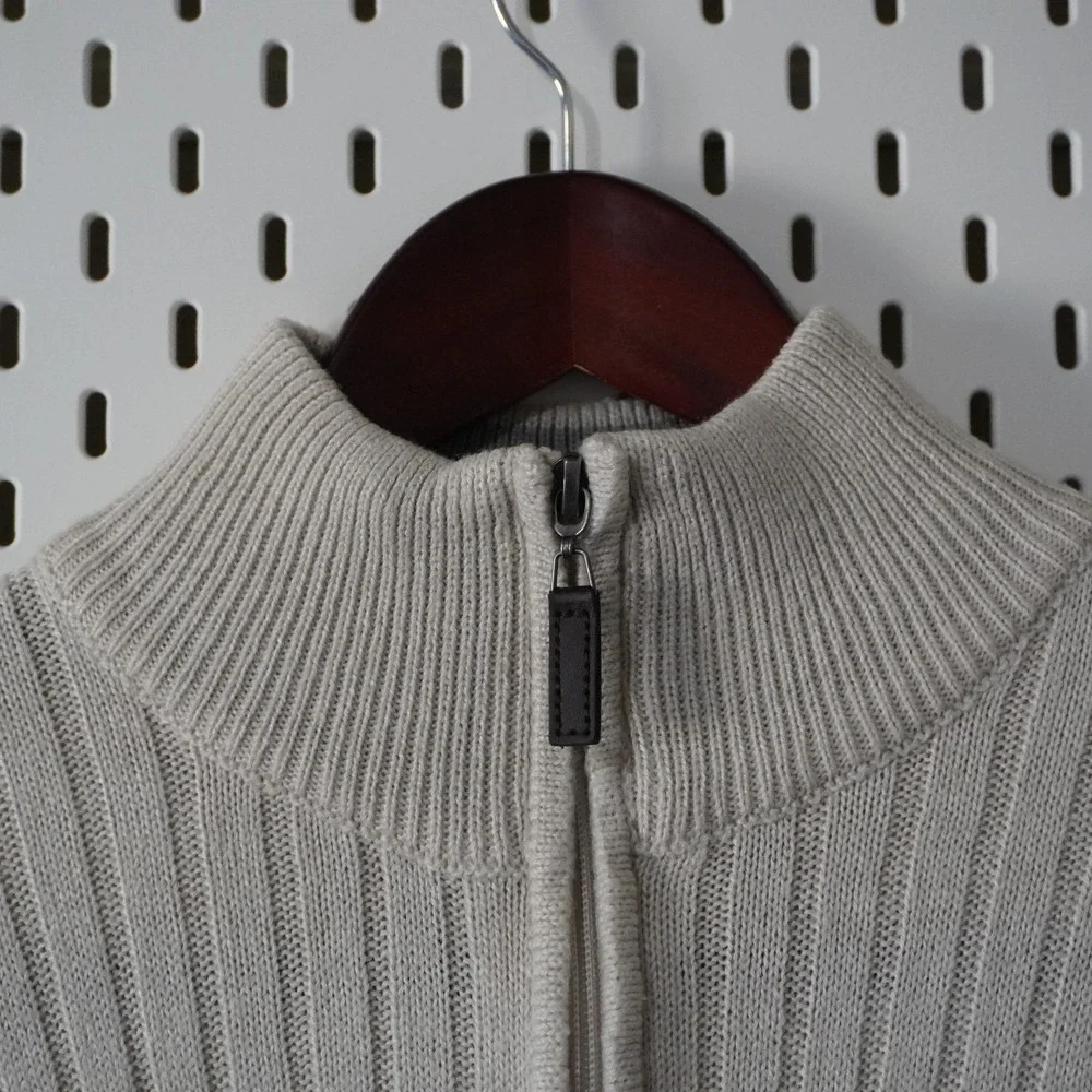 Beverly Hills Polo Club Sweater‎ cream tan Size L 1/4 zip